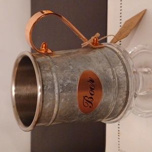 (Nwt) Handcrafted Metal Beer Stein/Cup_Hght 4.5" _circumference 12" wide bottom